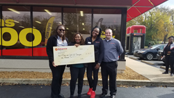 The Advance Financial team celebrates the grand opening of the Covington location with a donation to the Boys & Girls Club of Covington.
