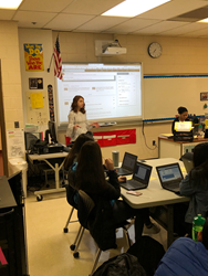 Melaina Jaeger, Career Services Manager at Employment BOOST, presents LinkedIn Profile tips to students at Athens High School in Troy, MI