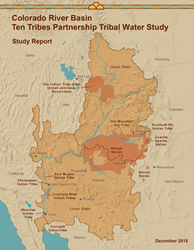 Colorado River Basin Ten Tribes Partnership Tribal Water Study Report, cover of report it is a map.