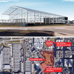 The Bullseye Event Group Entertainment Pavilion will be constructed at Pemberton Place for Super Bowl 53 in Atlanta, Georgia.