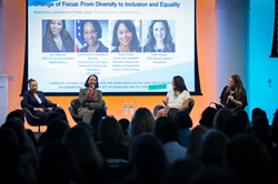 Diverse group of women speaking on stage at Ellevate Network's Mobilize Women Summit