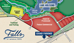 Map of Falls at Imperial Oaks showing location of Holcomb Family YMCA
