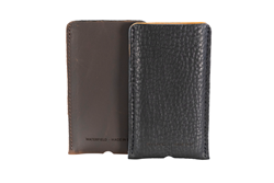 Executive Leather iPhone Sleeve — full-grain brown cow leather or pebbled bison leather