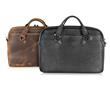 Executive Leather Laptop Briefcase — chocolate full-grain leather or black American Bison leather