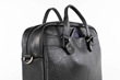 Executive Leather Laptop Briefcase — black American Bison leather, front quick-access pocket