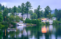 The 7 acre Mirror Lake Inn overlooks Mirror Lake in Lake Placid