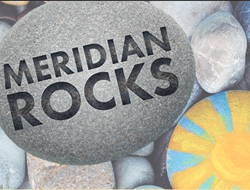 River Rock with the text "Meridian Rocks" inscripted on it.