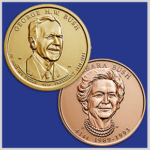 George H.W. Bush Presidential $1 Coin and Barbara Bush First Spouse Medal