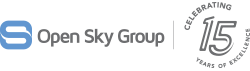 Open Sky Group logo with 15 year celebration mark.