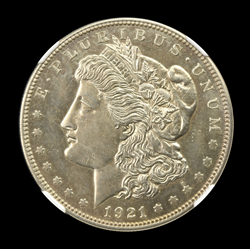 A century-old 1921 U.S. Morgan silver dollar. Photo courtesy of American Numismatic Association.