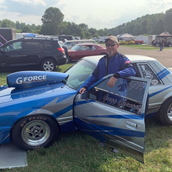 Greg Changet with his G Force Performance Products sponsored car on race day.