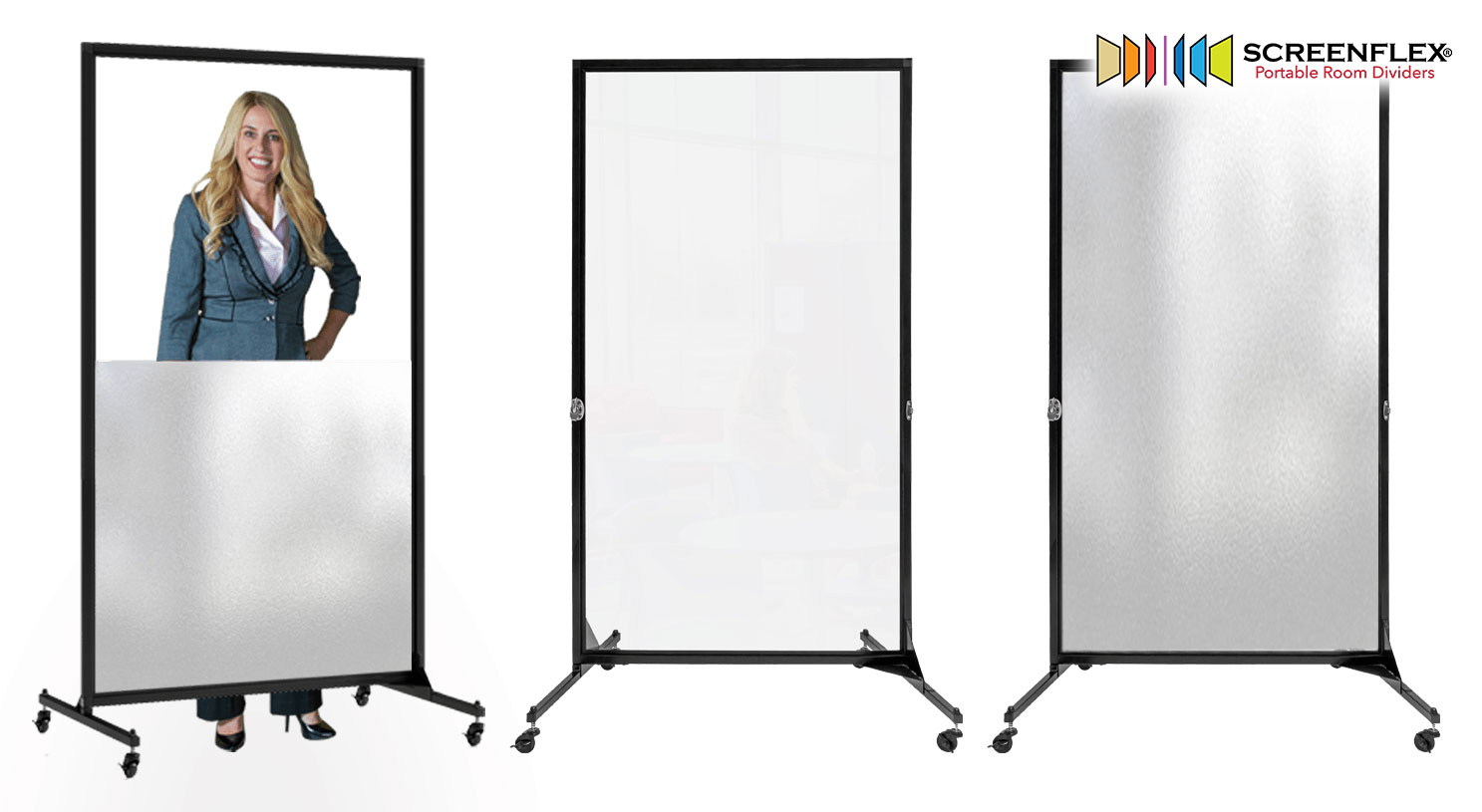 Screenflex Portable Room Dividers Expands Clear Plexiglass Partition Line