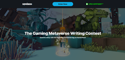 A visual with a Sandbox character and overlay text saying "The Gaming Metaverse Writing Contest. Submit a story with the #gamint-metaverse tag on HackerNoon"