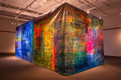 The centerpiece of Labovitz's Water Stories is a 10-foot by 72-foot foot painting that wraps to create a room where visitors immerse themselves in the sights and sounds of water.