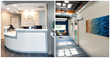 Side by side photos of Pine Ridge Dental's reception area and an interior space at Professional Data Analysts