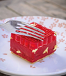 red cake with fork
