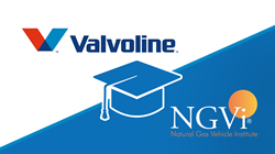 A graduation cap is set in between logos for Valvoline and NGVi.