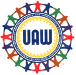 Logo of UAW, United Autoworkers Union.