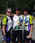 David, Benji, and Adam Eisenberg prepare to begin the 189-mile 2005 PMC.