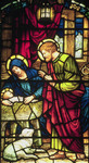 Nativity detail in stained glass.from the US and Allied Forces slide show