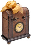 Elegant Leather-Covered Clock Gift Basket