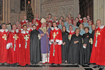 "Their Royal Highnesses with Knights and Dames of the American Delegation of Savoy Orders, in group photograph with His Eminence Knight Grand Cross Edward Cardinal Egan, Archbishop of New York, at the Cathedral of Saint Patrick.Â