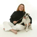 Author Linda Eckhardt with her dog Tex