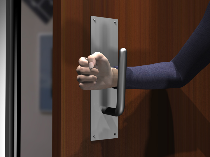 Avoid Germs On Restroom Door Pull Handles--Open a Public Restroom Door