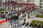 Cadets welcome recipients entering the museum building 