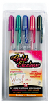 Gold Shadow(tm) Ink Pens - gold bordered by pink, lavender, green, blue, or black.