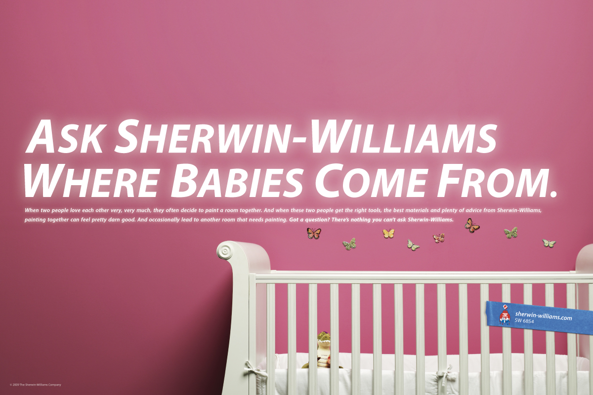 Love come baby. Краска Sherwin Williams реклама. Coming Baby фирма. Песня американская Sherwin Williams. Emily Sherwin.