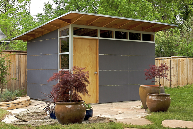 palo alto couple installs studio shed to complement their