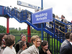 Sign for the private train, the Wedding Express
