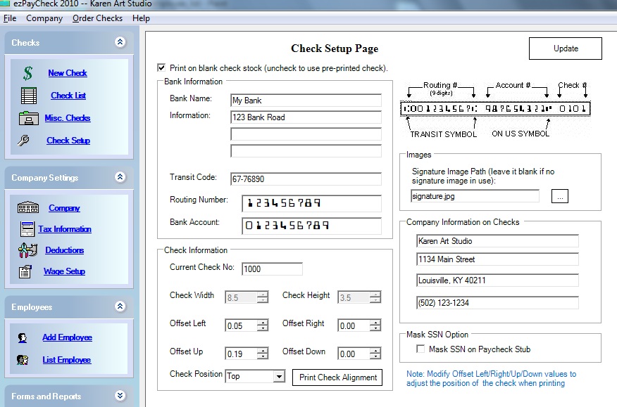 ezPaycheck payroll software account set up