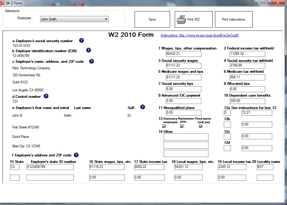Form W2 Preparing with ezW2 from halfpricesoft.com