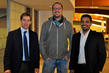 Left to right Matthew Pack, Joe Stump and Nilan Peiris at the HolidayExtras.com building in the UK.