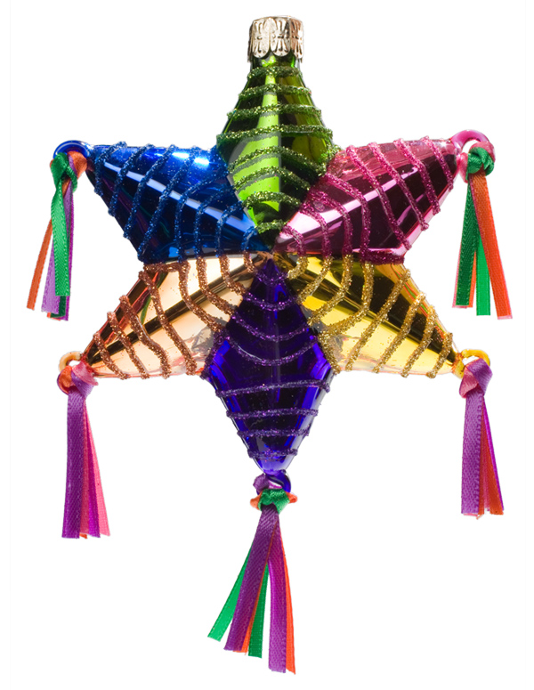 Star Piñata - Hand-painted glass ornament by CasaQ