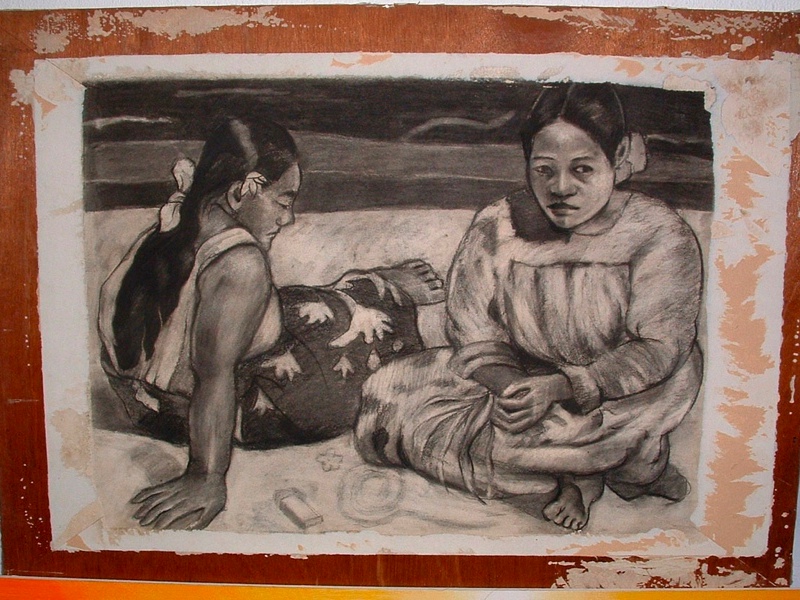 Charcoal drawing of famous Gauguin image