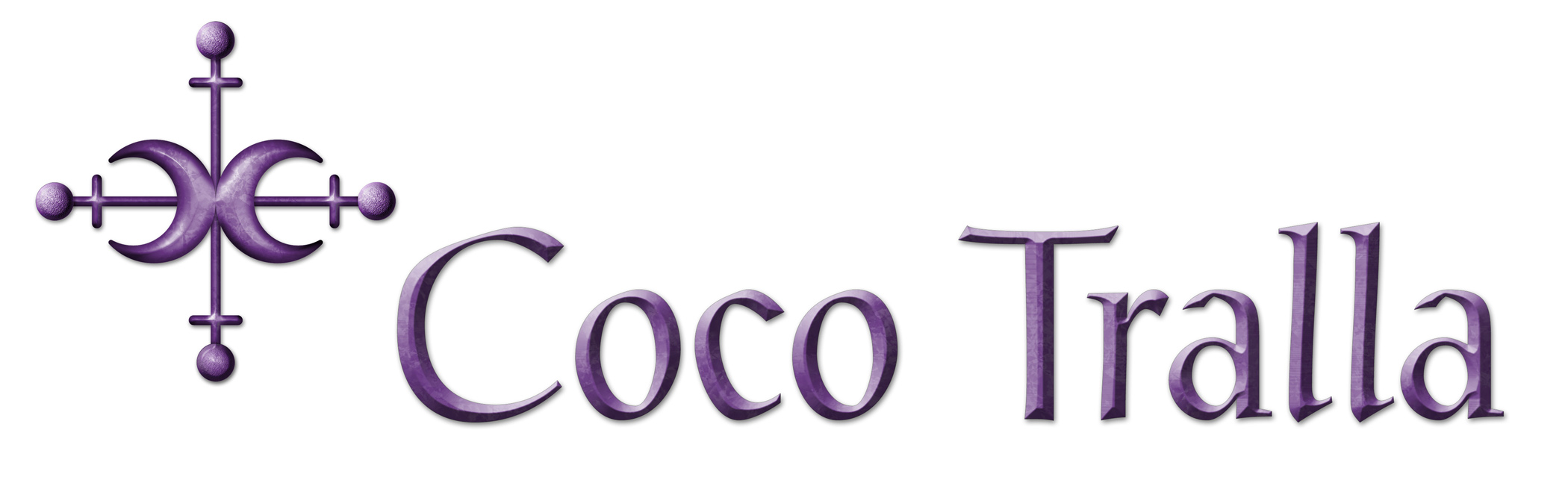 The artwork before the name Coco Tralla is a sigil or an ancient symbol of the Goddess manifest which exists in us all. Coco Tralla LLC plans to reverse an ancient prophecy about the end of the world.