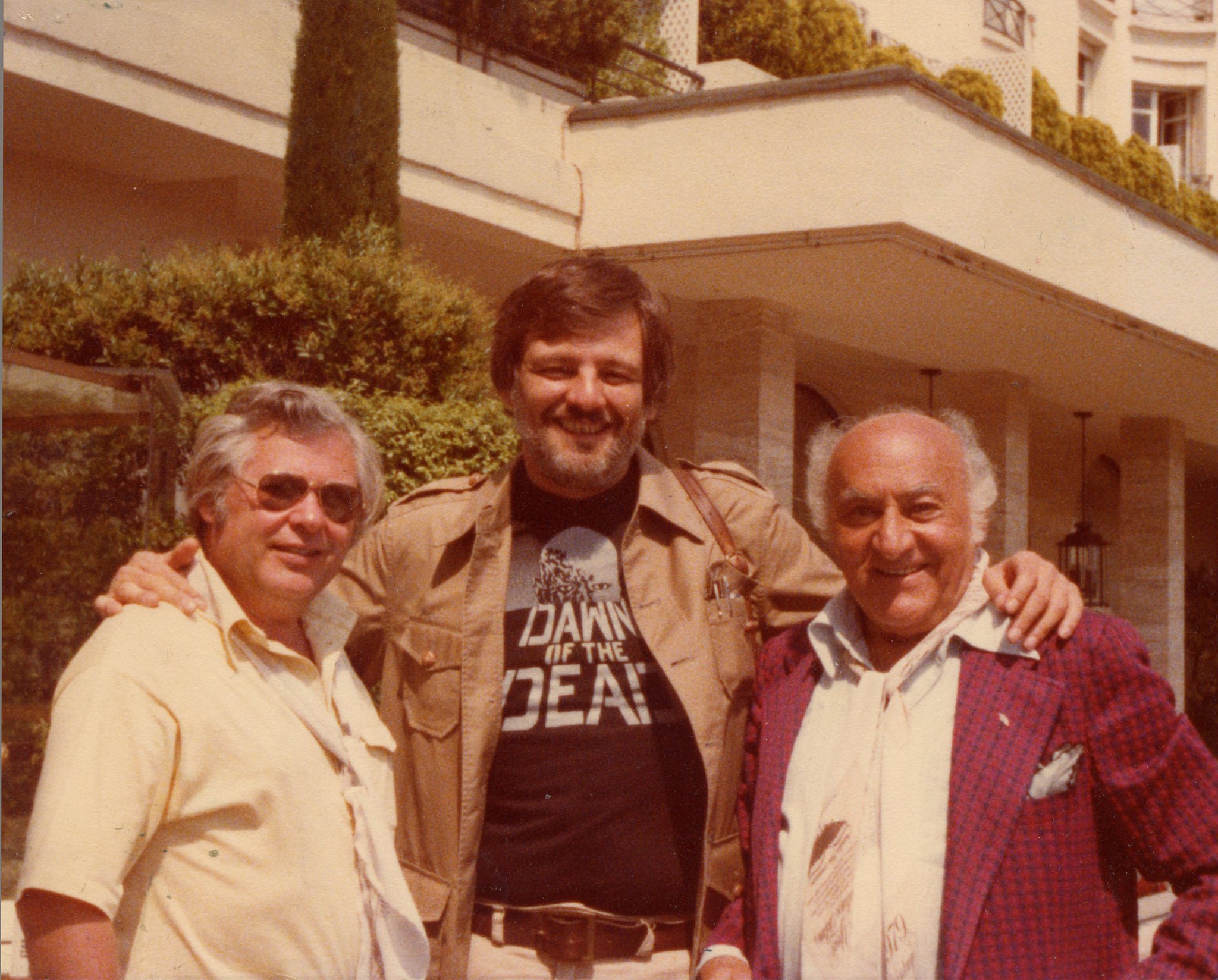Dawn of the Dead Director George A. Romero with Herbert R. Steinmann and Billy 'Silver Dollar' Baxter in CANNES