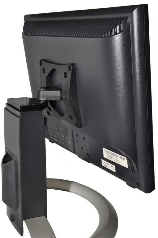 vTilt attaches directly to the 75 or 100mm mounting pattern of VESA compliant monitors