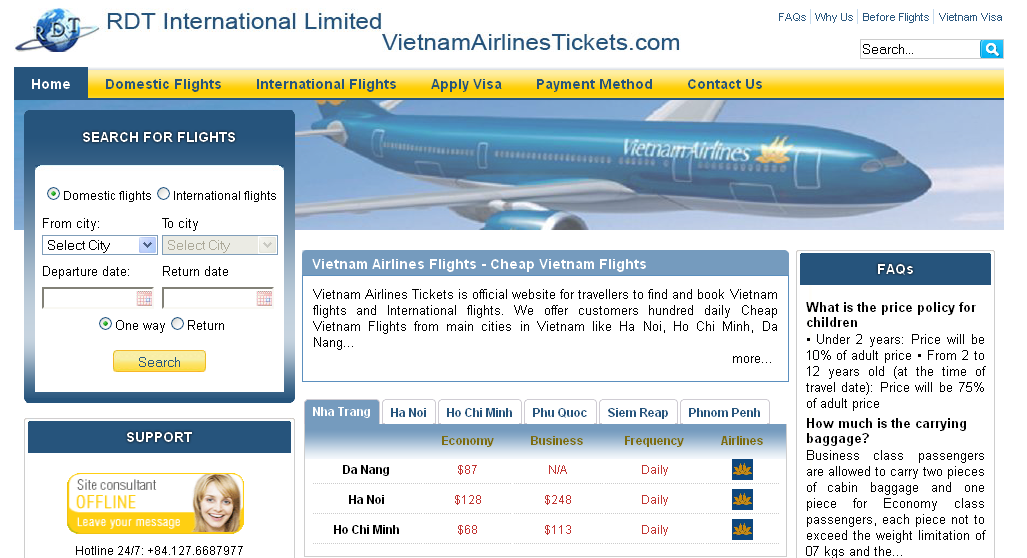 VietnamAirlinesTickets.com Offers Cheap Flight Tickets to Vietnam