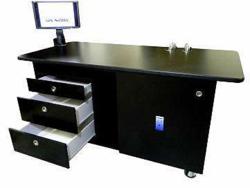IonBench for mass spectrometry is shown here with optional drawers and adjustable arm for a flat screen monitor.