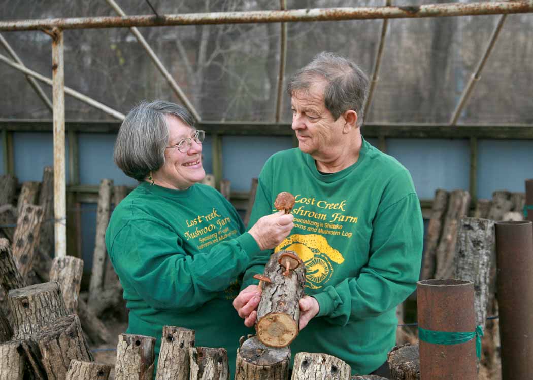 Shiitake Farmers Sandra and Doug Williams of Lost Creek Mushroom Farm