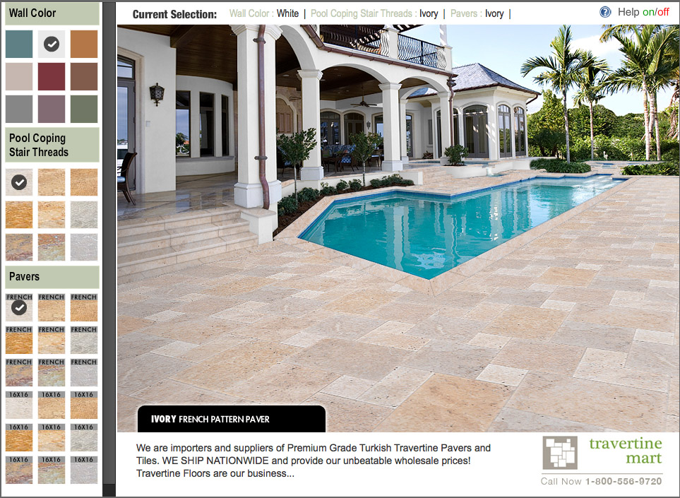 Virtual 3D Patio Designer for Travertine Pavers