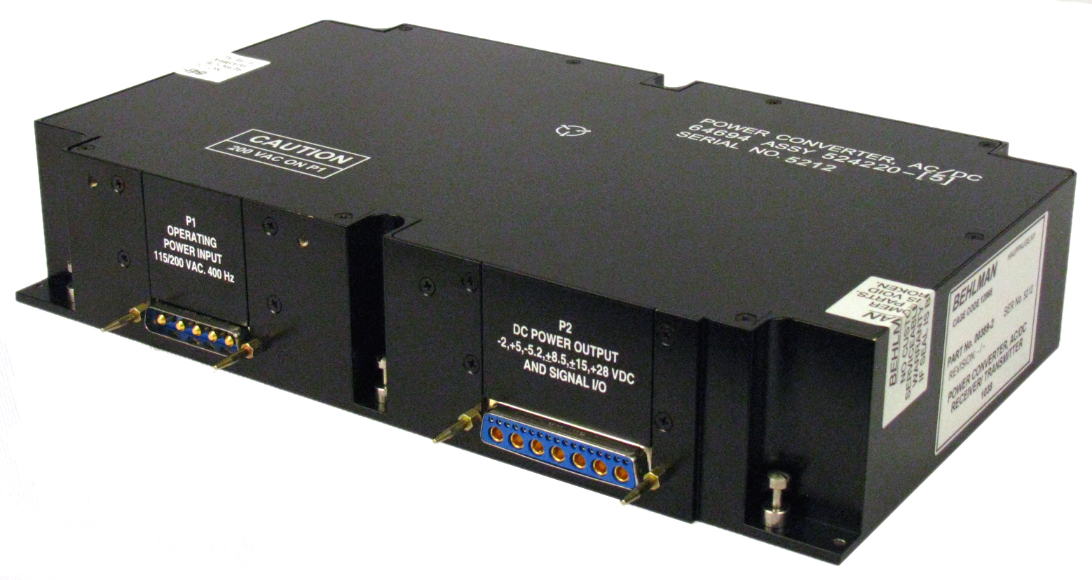 The Behlman Model 00389 COTS Power Supply is designed and manufactured to withstand the rigors of airborne, shipboard and mobile use, while meeting a wide range of MIL-STANDARDS.