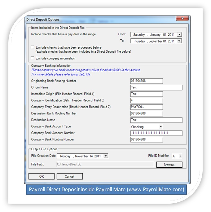 ACH Payroll Direct Deposit