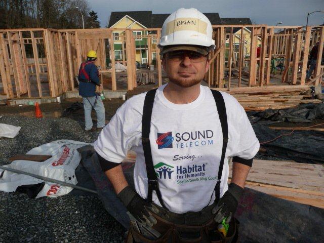 Brian Gabriel COO of Sound Telecom Volunteering for Habitat for Humanity