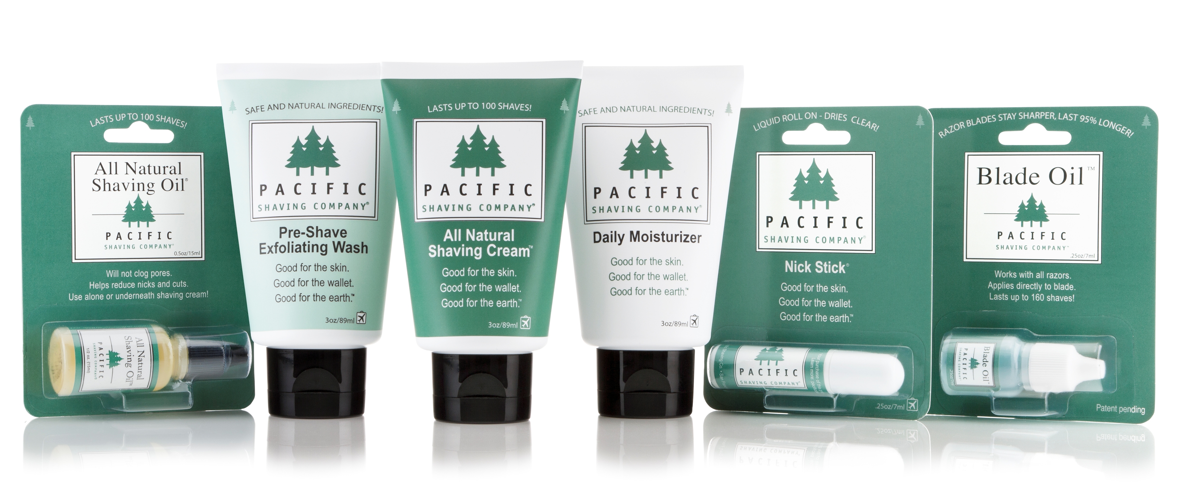 Pacific Shaving Company's line of natural, safe and eco-friendly shaving essentials.