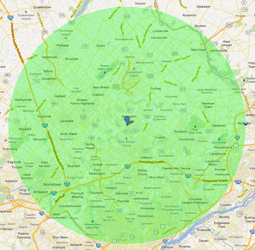 High Risk Zone for Emerald Ash Borer is within 15 miles of Warrington PA an area that includes most of Bucks, Montgomery County PA and Philadelphia